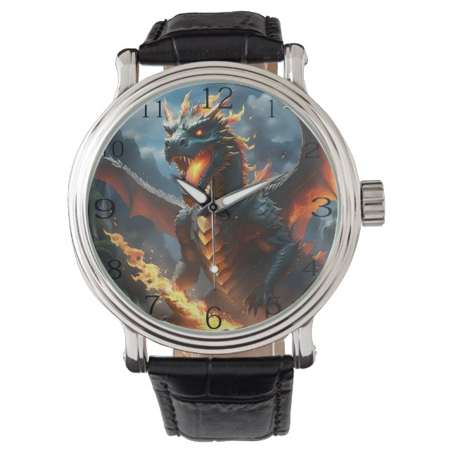 Scary Fire Breathing Dragon, Mens Watch (Front)