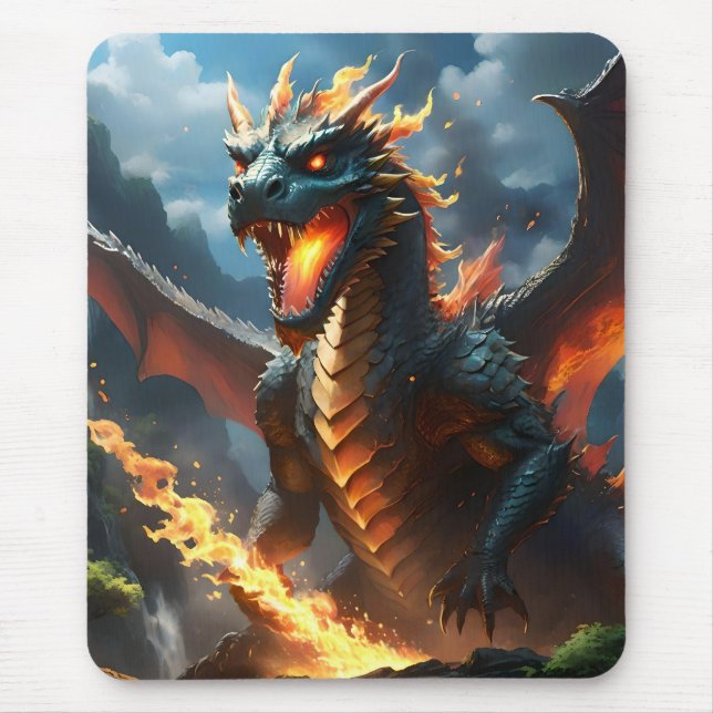 Scary Fire Breathing Dragon,  Mouse Pad (Front)