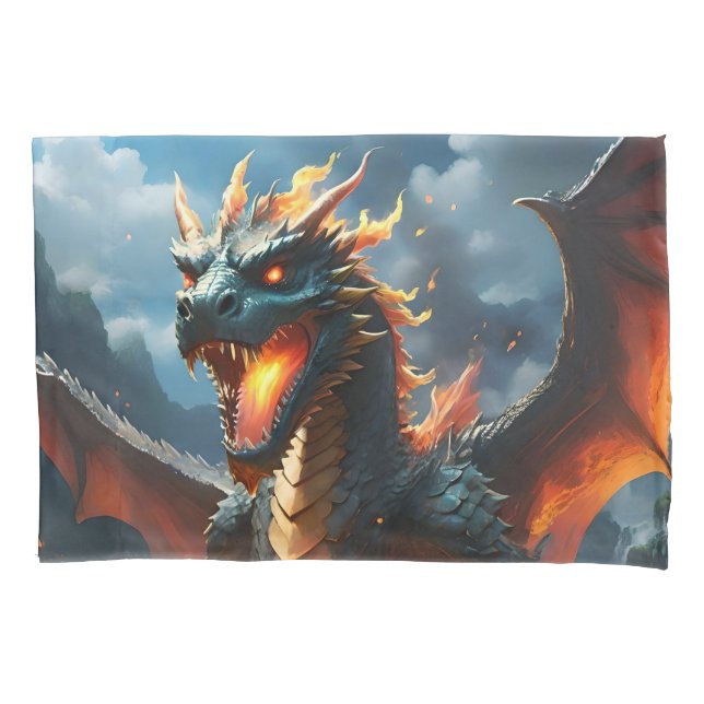 Scary Fire Breathing Dragon,  Pillow Case (Front)