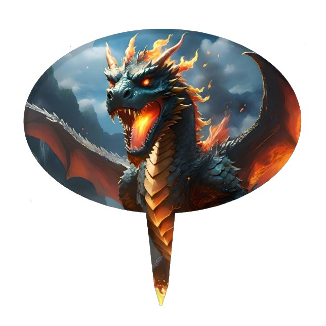 Scary Fire Dragon, Cake Topper (Front)