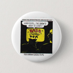 Scary Fish TV Shows Funny Gifts & Collectibles Button