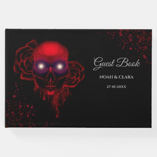 Scary floral dark moody gothic skull halloween gue guest book