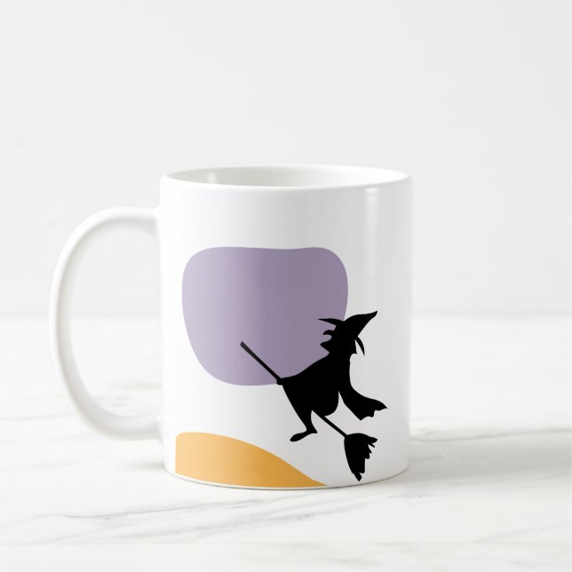 Scary Flying Witch on broomstick Halloween Gift Coffee Mug (Left)