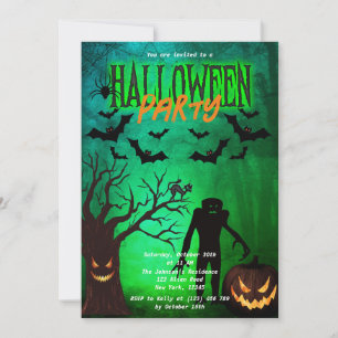Scary Forest & Monsters Halloween Party Invite 