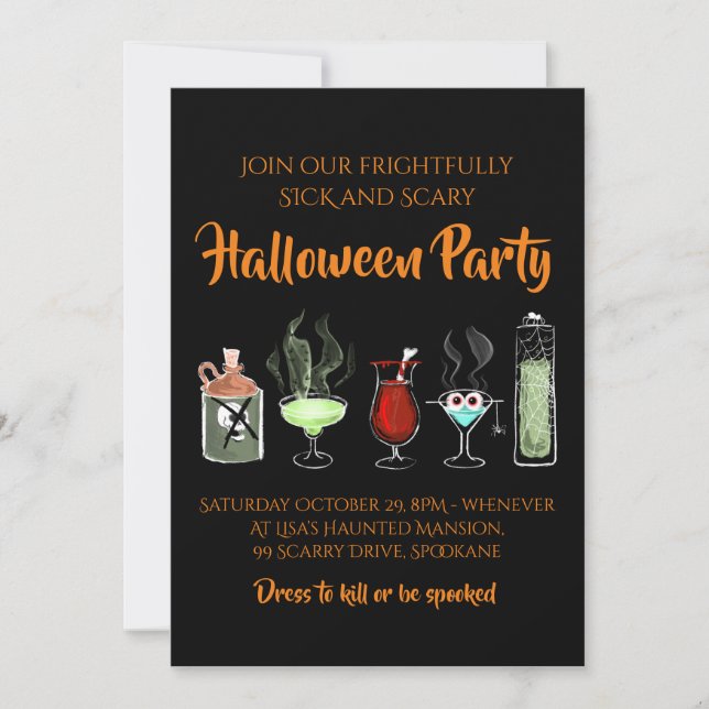 Scary fun customizable Halloween Party Invitation (Front)