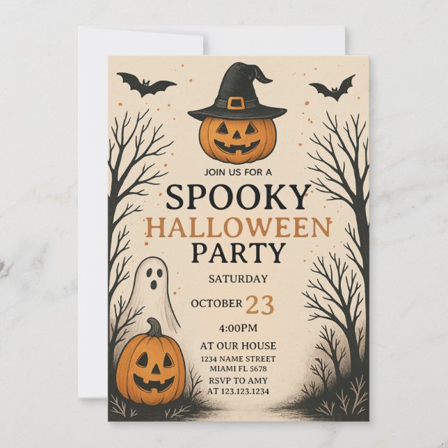 Scary Fun Spooky Halloween Party Invitation (Front)