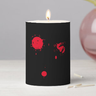 Scary funny black red dripping blood Halloween Pillar Candle