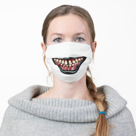 Scary Funny Mouth Adult Cloth Face Mask (Worn)