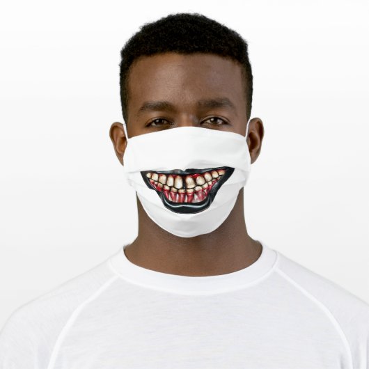 Scary Funny Mouth Adult Cloth Face Mask (Worn)
