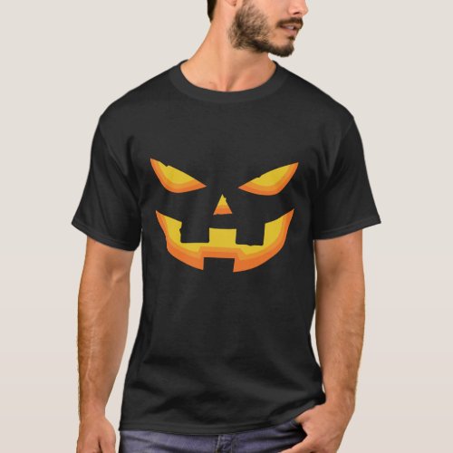 Scary funny pumpkin face jack spooky halloween T_Shirt