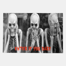 Scary Funny Skeletons Halloween Doormat