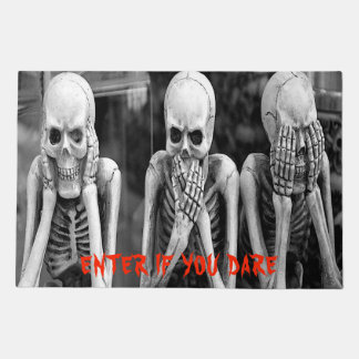 Scary Funny Skeletons Halloween Doormat