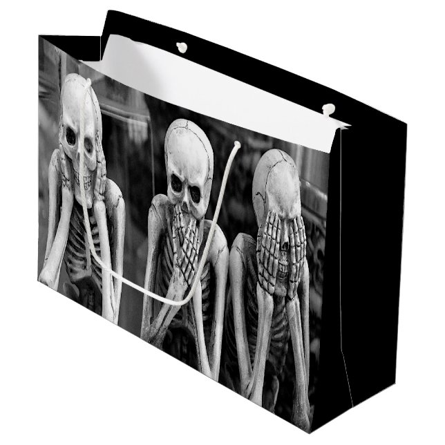 Scary Funny Skeletons Halloween Gift Bag (Front Angled)