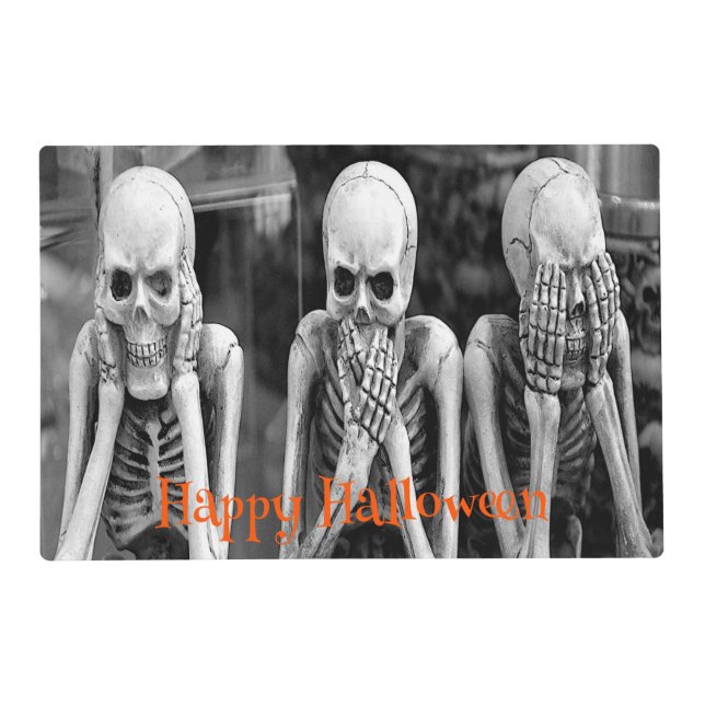 Scary Funny Skeletons Halloween Placemat (Front)
