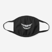 Scary funny smiling white skeleton teeth black cotton face mask (Front)
