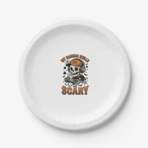 Scary Gamer Skeleton Vintage Halloween Shirt Desig Paper Plates