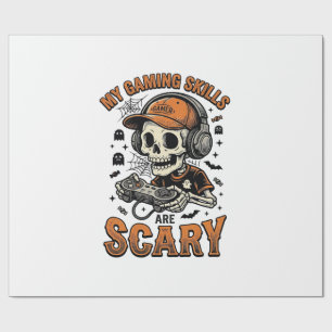 Scary Gamer Skeleton Vintage Halloween Shirt Desig Wrapping Paper