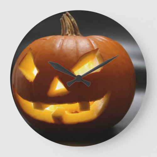 Scary Gap Tooth Halloween pumpkin Large Clock