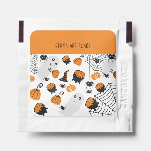Scary germs Halloween orange illustration pattern Hand Sanitizer Packet