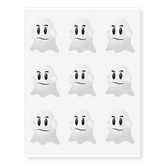 Scary ghost cartoon temporary tattoos (Front)
