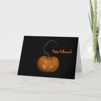 Scary Ghost Carved Pumpkin Halloween Card