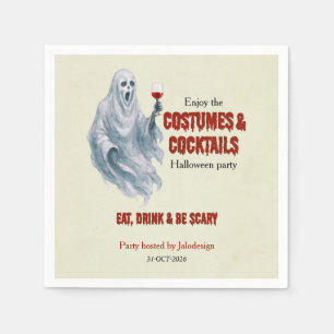 Scary Ghost Costume Cocktail Halloween Party Napkins