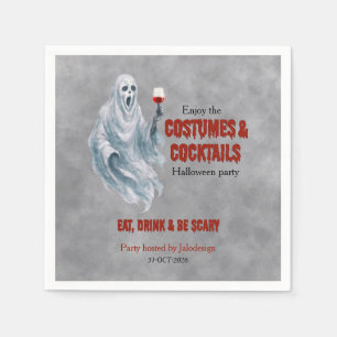 Scary Ghost Costume Cocktail Halloween Party Napkins