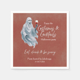 Scary Ghost Costume Cocktail Halloween Party Napkins