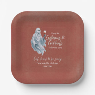 Scary Ghost Costume Cocktail Halloween Party Paper Plates