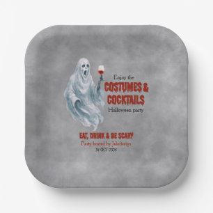Scary Ghost Costume Cocktail Halloween Party Paper Plates