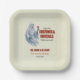 Scary Ghost Costume Cocktail Halloween Party Paper Plates