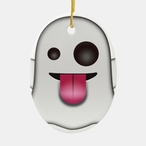 Scary Ghost Emoji Cool Fun Ceramic Ornament