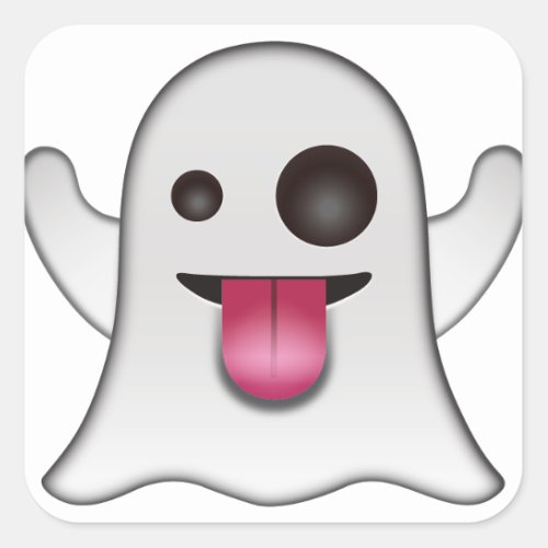 Scary Ghost Emoji Cool Fun Square Sticker