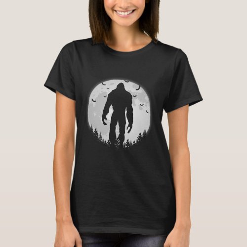 Scary Ghost Forest a white Full Moon and Bats with T_Shirt