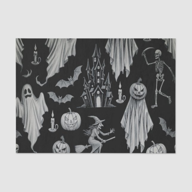 Scary Ghost Halloween Tissue Paper (Front)
