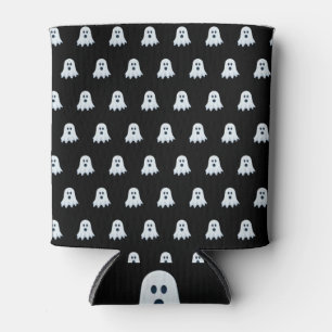 Scary Ghost Pattern black and white Can Cooler