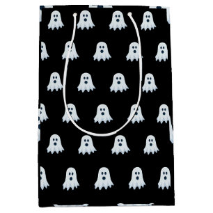 Scary Ghost Pattern black and white Medium Gift Bag