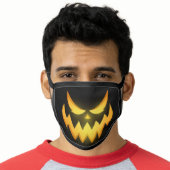 Scary Glowing Face of Grinning Halloween Pumpkin Face Mask (Worn Him)