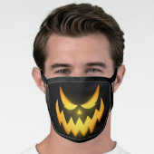 Scary Glowing Face of Grinning Halloween Pumpkin Face Mask (Worn Him)