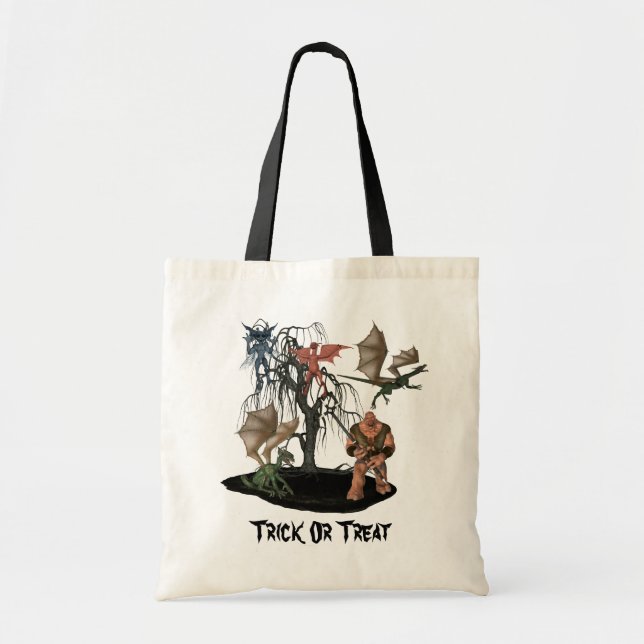 Scary Goblins Creatures Ogre Halloween Tote Bag (Front)