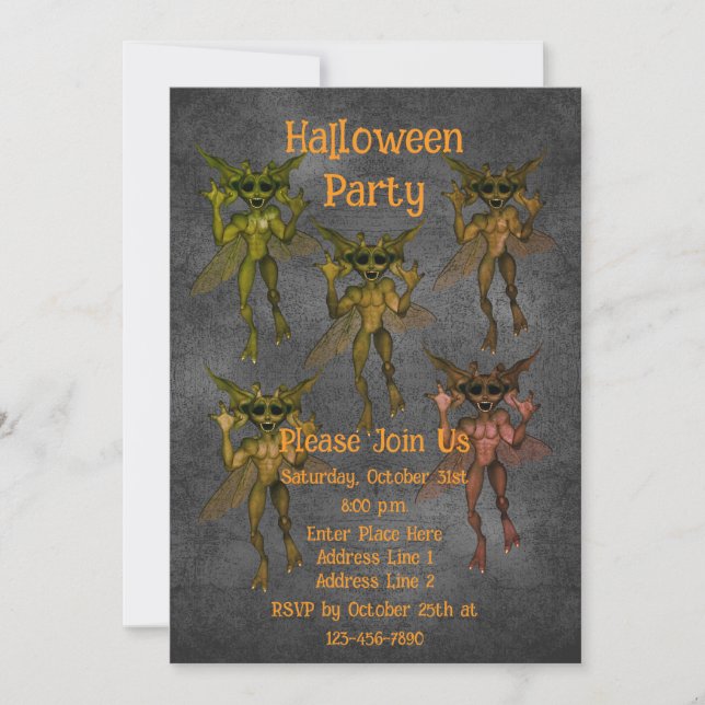 Scary Goblins Halloween Invitation (Front)