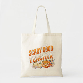 Scary Good Teacher Halloween Pumpkin Tote Bag