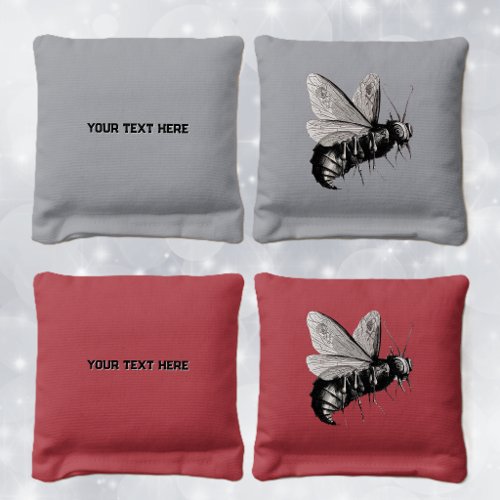 Scary Gothic Black White Bee Skulls Crossbones Cornhole Bags