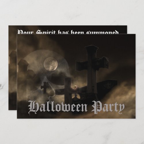Scary Gothic Full Moon Halloween Party Invitation