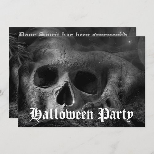 Scary Gothic Skull Halloween Party Invitation