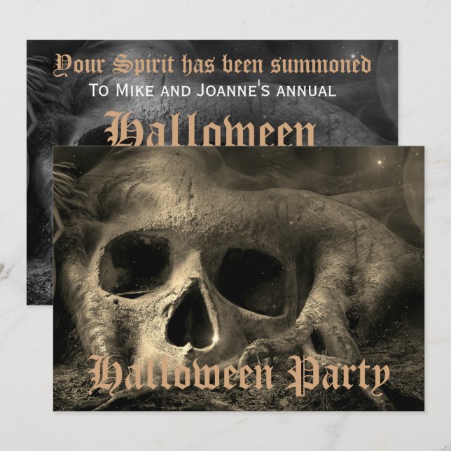 Scary Gothic Skull Halloween Party Invitation (Front/Back)