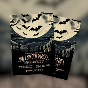 Scary Grave Ghost Halloween Party Invitation