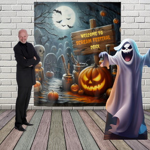 Scary Graveyard Halloween Hanging Backdrop
