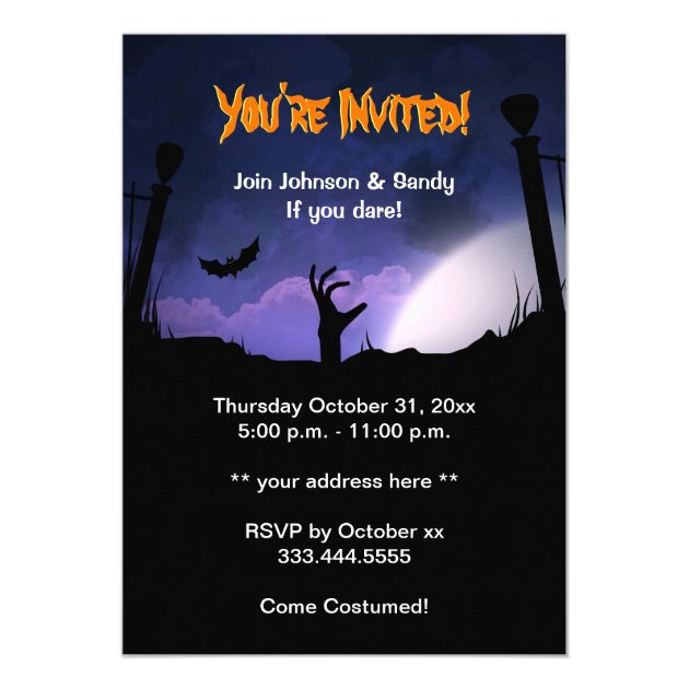 Scary Graveyard - Pumpkin Witch Halloween Party Invitation