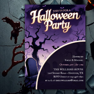 Scary Graveyard Spooky Halloween Party Invitation